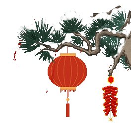 灯笼与松枝营造新春祝福感